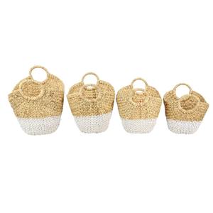 ชุดตะกร้าหวายย้อมสี 4 ใบ ตะกร้าเก็บของทำมือ ขายส่ง เป็นมิตรกับสิ่งแวดล้อม ผลิตในเวียดนาม - Product Image 1