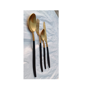 Flatware <b>Set</b> Matte <b>Gold</b> <b>Cutlery</b> <b>Set</b> for Wedding Mirror <b>Gold</b> Table Dinner Dessert Knife Fork Spoon for Restaurant - Product Image 6