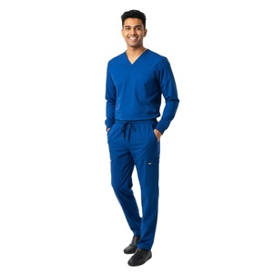 Mens UltraComfort Scrub Set Customization Durable Stretch V Neck Top and Pants Medical Clinic Hospital Uniform Bulk Wholesale - Product Image 1