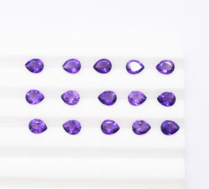 Piedras preciosas sueltas de amatista púrpura Natural en forma de pera facetadas calibradas 5X4 MM tamaños para collares joyería - Product Image 5
