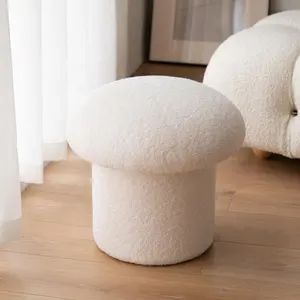 Modern lüks oturma odası mobilya beyaz buklet kumaş döşemeli ayak istirahat dışkı Poul Nordic yuvarlak mantar osmanlı
