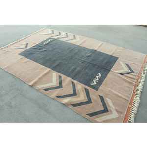 Alfombra de 6,3x9,3 pies, Alfombra Turca Vintage, Alfombra de Lana con Rayas Marrones - Product Image 4