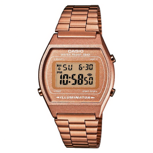 Montre numérique vintage rectangulaire en acier inoxydable rose doré, bracelet 18 mm B640WC 5A - Product Image 2