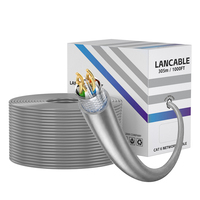 Kabel jaringan SFTP Cat7 kecepatan tinggi 10Gbps 1000FT digulung 8core 0.57mm tembaga murni LAN Ethernet 305m kabel FTP PVC terisolasi Cat5e