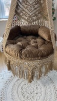 Balançoire suspendue en macramé de couleur marron clair au design Boho pour l'intérieur et l'extérieur grande chaise de patio suspendue tissée à la main pour le jardin