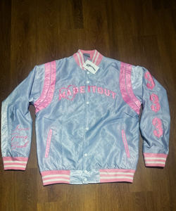 OEM Manufacturer High Quality Winter Men's Baseball Letterman Varsity <b>Jacket</b> Custom Embroidery Front Silk Sleeves Windbreaker - Product Image 5