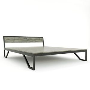 ROBO 160x200cm Industrial Modern Double <b>Bed</b> <b>Queen</b> <b>Size</b> Rubberwood with Iron Frame Assembly Required GN68019 - Product Image 5