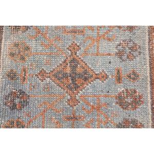 Alfombra Turca Vintage de 4.7x12.4 pies, Alfombra de Pasillo, Alfombra de Lana a Rayas Azules y Naranjas - Product Image 5