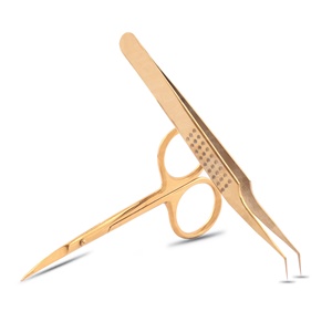 Matériel importé du Japon, pinces à épiler de haute qualité à pointes ultra-affûtées, couleur or plasma, pointe en fibre, faciles à utiliser pour prélever des cils de 0,03 mm. - Product Image 3