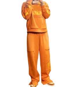 High Quality Heavyweight Acid Wash Zip-Up Hoodie <b>Sweatpants</b> <b>Set</b> Custom Logo Winter Streetwear for Plus Sizes Customizable - Product Image 1