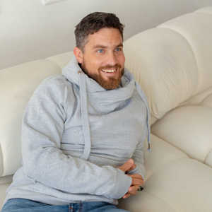 <b>Men's</b> 450GSM <b>Grey</b> Pullover Hoodie 100% Cotton Garment Dyed & Pre-shrunk Relaxed Comfort Fit for Winter - Product Image 1