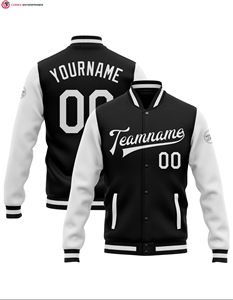 Veste de baseball sportive en cuir brodé OEM de haute qualité, personnalisable, à manches longues, col montant, anti-bactérienne pour homme - Product Image 2