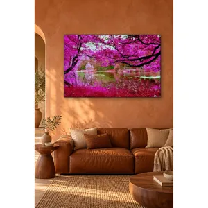 Impression sur toile Fida Pink Leaf Trees and Lakeside - Product Image 2