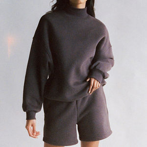 Short de gym OEM personnalisé de marque privée ensemble de sweats à capuche pour femmes court haut court confortable sweats à capuche unis - Product Image 5