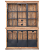 Armoire murale en manguier massif & présentoir en fer industriel