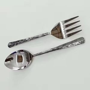 Juego de Cubiertos de Acero Inoxidable con Mango Plateado Liso, Juego de Servir para Barra de Ensaladas - Product Image 1
