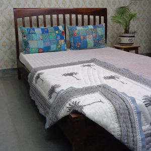 Edredón de algodón orgánico más vendido para niños pequeños, bloque hecho a mano, diseño de palmera impreso, fábrica suave directa del fabricante indio - Product Image 6