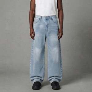 Jeans en denim délavé sur mesure de haute qualité pour homme, coupe droite décontractée, style hip-hop streetwear, broderie personnalisée, respirant - Product Image 4