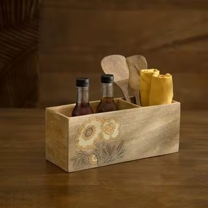 Hot Selling Modern Rustic Farmhouse <b>Wood</b> <b>Wine</b> Bottle Rack Caddy Handcrafted Wooden Table Napkin Holder <b>Wood</b> <b>Box</b> for Tableware - Product Image 6