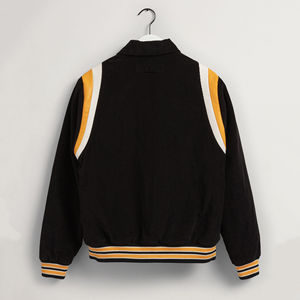 แจ็คเก็ตวาร์ซิตี้ฤดูหนาวคุณภาพสูงแบบสั่งทำพิเศษ คอตั้ง ระบายอากาศได้ดี ตัวเสื้อทำจากผ้าขนสัตว์ แขนเสื้อทำจากหนัง ปักลายเชนิล สไตล์ไฮสตรีท - Product Image 6