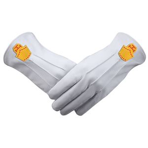 Franc-maçonnerie maçonnique Regalia grand prêtre Royal Arch chapitre gants en cuir blanc personnalisé broderie Patch selon vous - Product Image 1