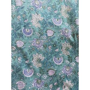 Teal and Air Force Blue Floral 100% Cotton Hand Block Print Running Sewing Fabric Scarves Decorative Fabric - Product Image 6