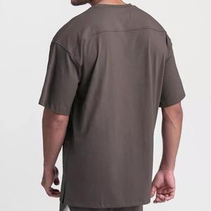 Venta al por mayor 100% algodón hombres camiseta de lujo 300G Unisex logotipo personalizado cuello simulado en blanco de gran tamaño cuadrado peso pesado transpirable camiseta - Product Image 2