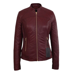 Precio de calidad, calidad superior, diseño personalizado, talla adulta, chaqueta de cuero genuino para mujer, chaqueta de cuero personalizada para mujer - Product Image 2