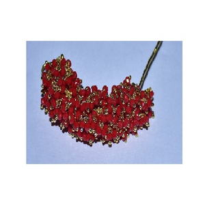 Nouveau 1 + 3 breloques de perles enroulées de fil unique à facettes de corail rouge. Collier de perles de pierres précieuses plaqué or perles de charme pour la fabrication de bijoux - Product Image 2