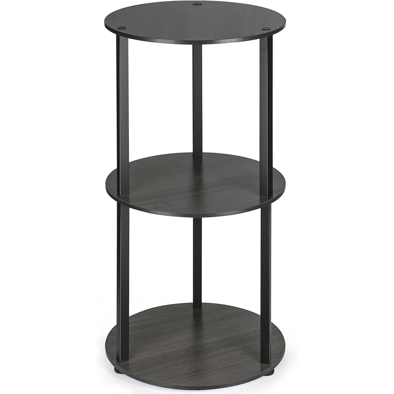 Midnight Classic 3-Tier Round Wooden Side Table black wood antique designer side table luxury home furniture bedroom tables