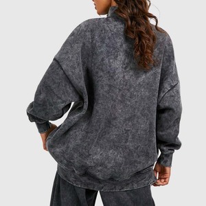 Vintage Acid Wash All 2 en 1 Heavyweight Winter Sweat à capuche zippé pour femme 100% coton - Product Image 2