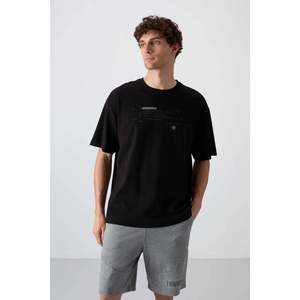 Camiseta TOMMYLIFE para Hombre, Cuello Redondo, Estampado Oversize, Estilo Casual, Tejido de Mezcla de Algodón, Modelo 88326, Azul Petróleo - Product Image 4