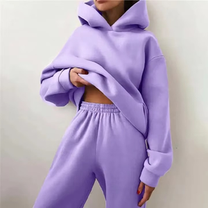 100% coton couleur unie imprimé brodé à capuche femmes surdimensionné pull à capuche hiver épais Baggy doux de haute qualité - Product Image 1