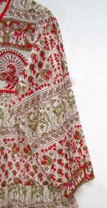 Dernière tendance Safran Jaune Coton Paisley Imprimé A-ligne Maxi Robe pour femme Style Boho Manches longues Boutons Style décontracté - Product Image 2