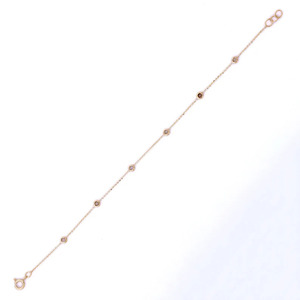 Bijoux minimalistes faits à la main, Bracelet de pierres précieuses rondes en diamant précieux naturel, Bracelet de chaîne en or jaune massif 18K pour femmes - Product Image 4