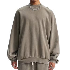 เสื้อสเวตเชิ้ตคอกลมทรงโอเวอร์ไซส์สำหรับผู้ชาย คุณภาพสูง สไตล์วินเทจ ล้างสีแบบแอซิดวอช ดีไซน์ดรอปโชว์เดอร์ ราคาขายส่ง - Product Image 1