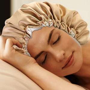 Wholesale Double Layer Polyester Adjustable Hair <b>Bonnet</b> Custom <b>Sleep</b> <b>Bonnet</b> with Logo Satin in Low Price All Seasons Women - Product Image 4