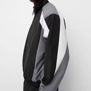 Logo personnalisé survêtement en polyester Patchwork fermeture éclair en nylon et pantalon hommes survêtement ensemble de gymnastique survêtement piste coupe-vent veste - Product Image 2