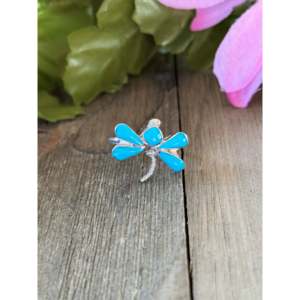 Sterling Silver Dragonfly <b>Ring</b> Vintage Hiphop Style Zircon Inlay Navajo Made - Product Image 1