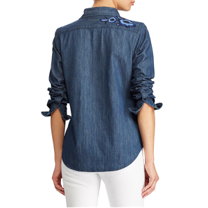 เสื้อยีนส์ผ้าฝ้ายวินเทจสำหรับผู้หญิงเสื้อยีนส์ผ้าฝ้ายพิมพ์ข้อความคุณภาพสูงแบบกำหนดเอง - Product Image 3