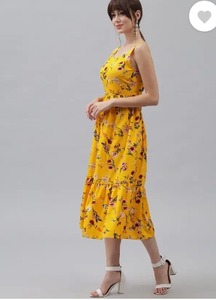 Indian Hand <b>Block</b> Cotton Floral <b>Printed</b> Stylish Sleeveless Midi Dress for Women Comfortable Club Party Wear Sale-ODM Casual - Product Image 4