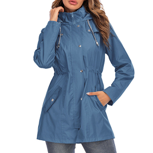Abrigo de lluvia largo para mujer, impermeable, 100%, nailon, Spandex, senderismo, montaña, chaqueta de lluvia, ropa de calle para mujer, chaqueta de lluvia con cremallera para mujer - Product Image 3