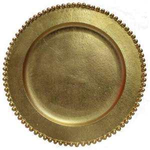 Plato dorado de lujo para decoración de boda, placa de cargador redonda de Metal, precio competitivo, plato para aperitivos y galletas de grado alimenticio, plato dorado - Product Image 1
