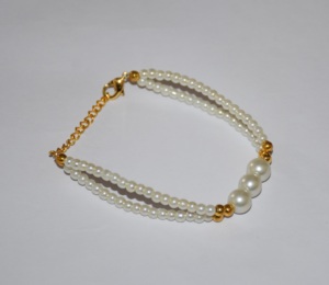 Top quality Pearl <b>Gemstone</b> beads 4X8 mm bead <b>bracelet</b>. Gold plated <b>bracelet</b>. <b>gemstone</b> beads handmade <b>bracelet</b> - Product Image 3