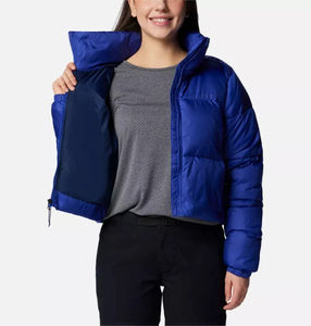 Veste courte surdimensionnée pour femmes OEM Clematis Blue Full Zip Closure Respirant Canvas Bubble Jacket Solid Sheep Skin - Product Image 4