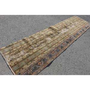 Alfombra de lana turca Vintage, diseño clásico de retazos verde y negro, rectángulo grande, 29x112 pies, látex, nueva alfombra de área grande para pasillo - Product Image 4