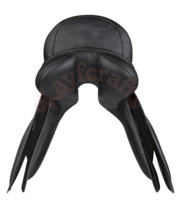 Sillín inglés de cuero engrasado negro, rollos de rodilla de velcro ajustables, asiento acolchado de piel de vaca suave con Panel fijo para montar a caballo - Product Image 3