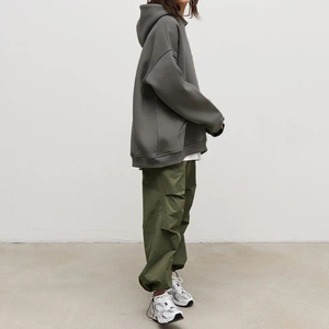 Casual Oversized Women Hoodies 100% Cotton Material Lightweight Customised Logo Printing Streetwear <b>Drop</b> Shoulder - Product Image 4