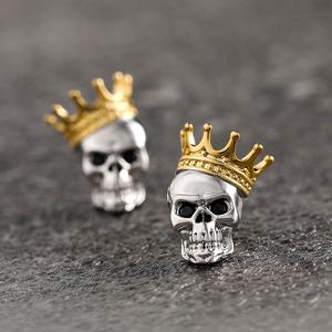 Jeulia Sterling Silver Skull <b>King</b> <b>Crown</b> Earrings with Diamond and Pearl - Product Image 6