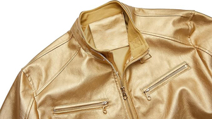 Chaqueta de motorista acolchada ajustada original con cierre de cremallera frontal de cuello levantado y tela de lona de invierno de diseño versátil y elegante - Product Image 4